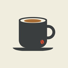 Minimalist coffee cup with coffee bean icon on saucer