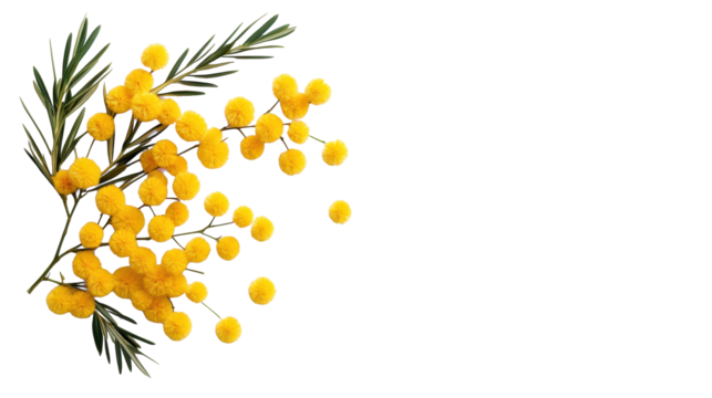 Delicate Yellow Flowering Branch on Transparent Background