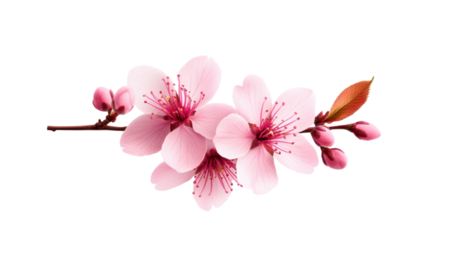 Cherry Blossoms Branch on Transparent Background