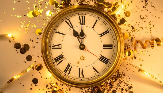 New Years Eve Countdown Clock Golden Confetti - Powered by Adobe