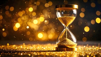 Golden Hourglass Time Passing Concept Illustration