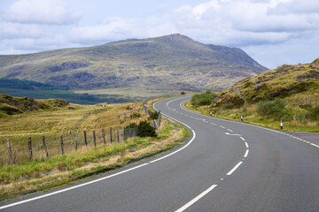 Welsh primary road in North Wales winds over Crimea Pass