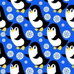 Christmas animals seamless penguin pattern for wrapping paper and fabrics and kids print