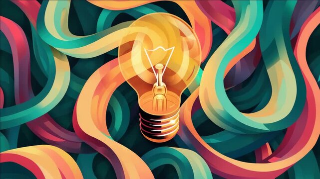 Illuminated Idea in a Colorful Swirl