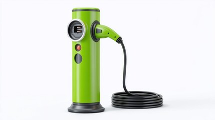 Bright Green Electric Charger with Digital Display and Cable for Sustainable Energy Solutions in Modern Environments