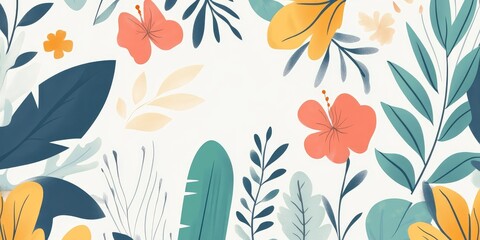 A colorful drawing of flowers and leaves