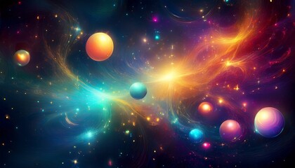 abstract nebula galaxy with colorful spheres and glowing particles a cosmic symphony of light