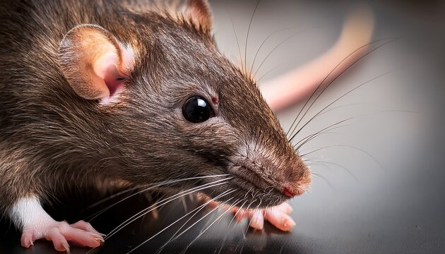 brown rat closeup fur whiskers paws eyes tail rodent - Powered by Adobe