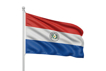 Waving Paraguayan flag on flagpole symbolizing national pride and heritage for international events and patriotic displays
