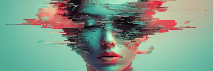 A woman's face is blurred and pixelated