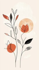 A painting of a flower with a sun in the background