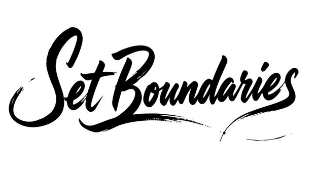 &ldquo;Set Boundaries&rdquo; modern black calligraphy for self-respect and wellbeing