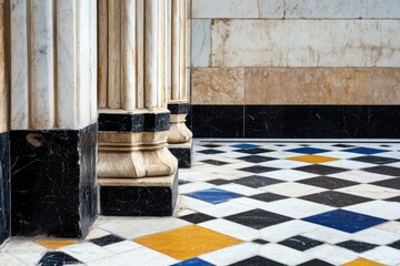 Close-up and interior views showcasing Islamic calligraphy and ornate decorative elements inside a mosque