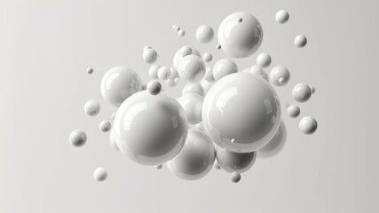 Abstract white glossy spheres floating and merging on a white background in slow motion. Modern trendy tone hue shade color of the year 2026 - Powered by Adobe