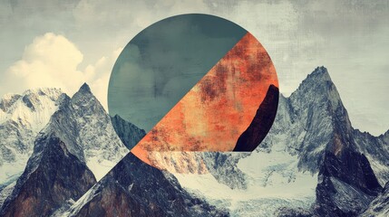 A mountain range with a large circle in the middle