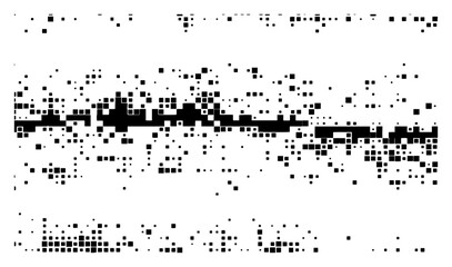 Abstract pixelated background texture with scattered black squares vector illustration of digital noise glitch effect or data decay on white