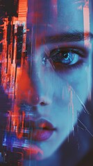 A woman's face is shown in a blurry, distorted way