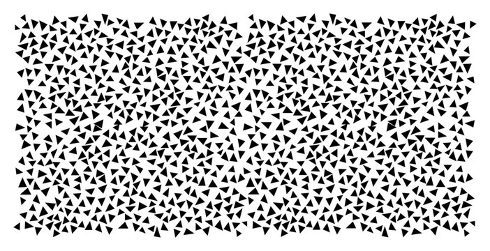 Abstract geometric pattern with scattered small black triangles vector texture resembling confetti or terrazzo on white background