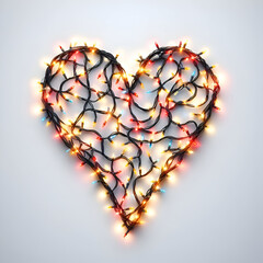 Heart symbol formed by Christmas Lights