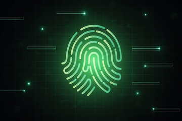 Futuristic fingerprint authentication system background with biometric scan pattern, digital identity access, cyber security interface, and abstract technology design for encryption.