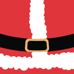 An abstract design of a Santa Claus costume with red fur trim and a black buckle on the belt, ideal for Christmas holiday backgrounds and winter greeting cards.