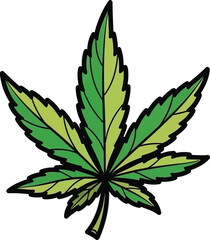 Cannabis marijuana weed hemp ganja leaf plant vector illustration graphic design element icon symbol isolated on transparent background, Vector