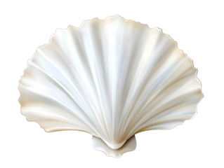 White elegant sea jacobean scallop shel isolated on transparent background