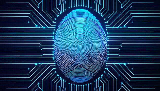 digital biometric security and identify by fingerprint concept scanning system of the fingerprint 3d rendering