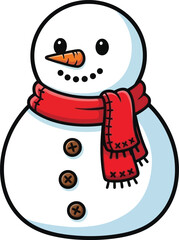 Snowman winter christmas holiday illustration vector character design isolated on transparent background, Vector