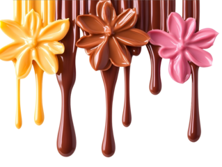 Liquid chocolate flows down isolated on white background