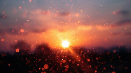 Fototapeta premium A dazzling sunburst illuminates the landscape, casting a warm glow over the horizon and heavens.