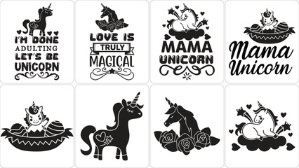 Magical unicorn themed designs for crafts and apparel © Ashikur Rahman