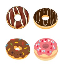 set of donuts vector Illustration 
