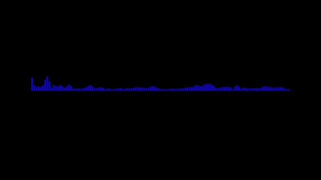 Black audio waveform spectrum animation. Alpha channel, spectrum audio animation, Wave Audio isolated on transparent.sound wave animation 4k black background. audio visualization loop.4k