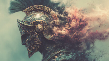 Burning Spartan Helmet