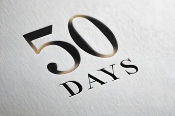 Text 50 days on an object on a neutral transparent background. Business, naturalness. For designers, marketers, sellers. 2026.