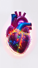Neon Realistic Heart with Christmas Lights