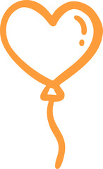 Obraz premium Orange Doodle Heart Balloon