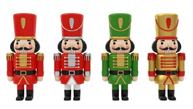 Festive Christmas Nutcrackers in Varied Colors Symbolizing Holiday Cheer and Tradition