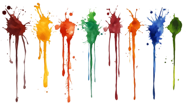 colorful set of watercolor splash stains isolated on white - Powered by Adobe