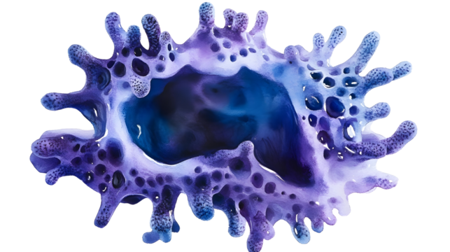 purple blue watercolor stain isolated on white
