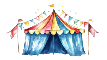 circus tent in watercolor style isolated on white