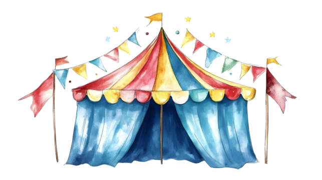 circus tent in watercolor style isolated on white