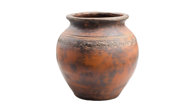 clay vase or pot isolated on white