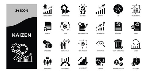 Kaizen Five Steps Workplace Efficiency Icon glyph
