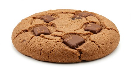 Fototapeta premium Delicious chocolate chunk cookie isolated on white background, a sweet treat for dessert