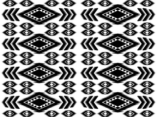 Ethnic seamless, Ikat patterns with simple shapes. Tribal and ethnic fabrics. Simple geometric pattern elements are best used in design, textile printing.