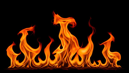 Fototapeta premium Fire flames on black background Genarative AI 