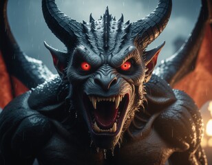 Terrifying Living Gargoyle in the Rain