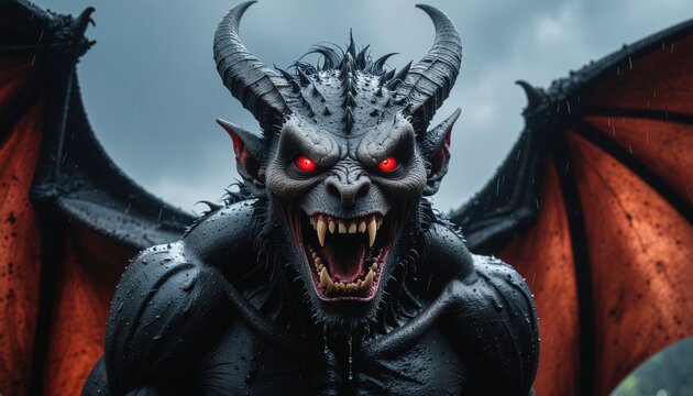 Sinister Gargoyle Emerging from the Storm